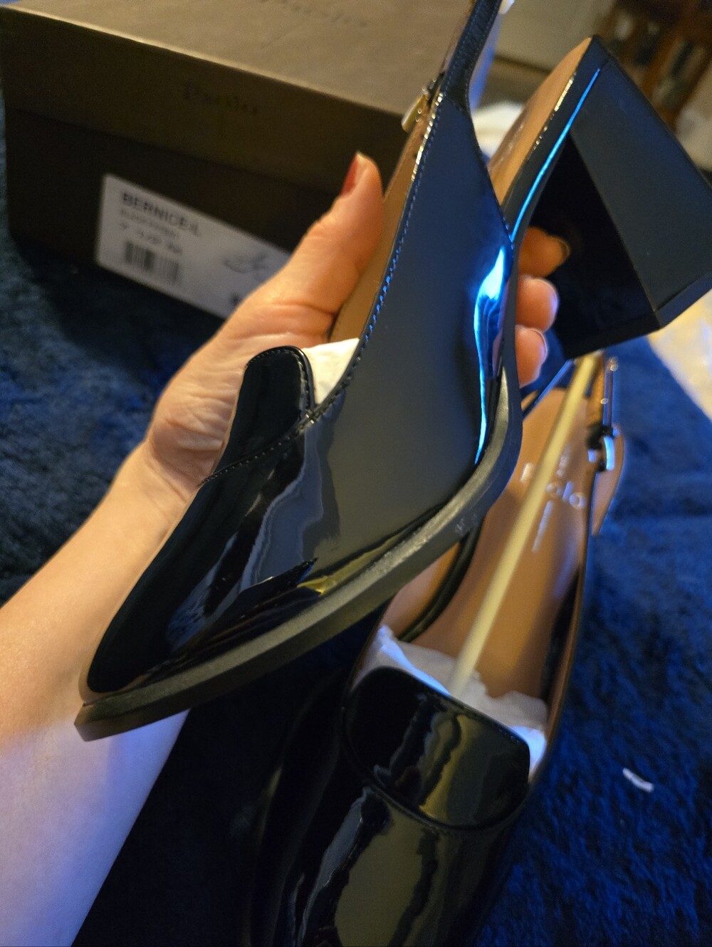 Classic Patent Black Pumps with Block Heel - Picture 10 of 11